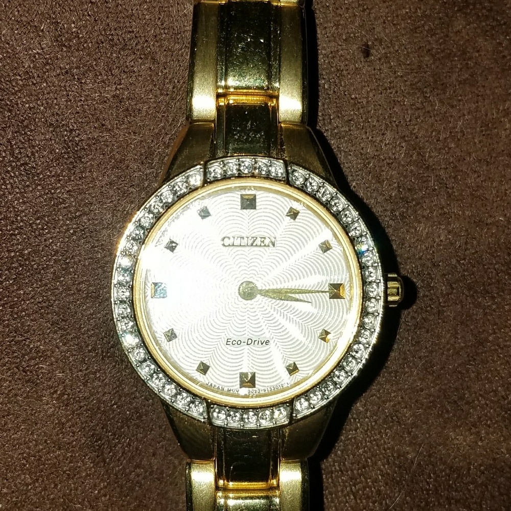 Citizen eco drive gold and crystal watch - Picture 3 of 3